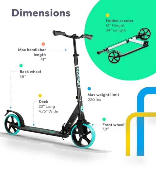 Adjustable Kick Scooter with Large Wheels for Kids, Teens & Adults — Push Scooters, Lascoota