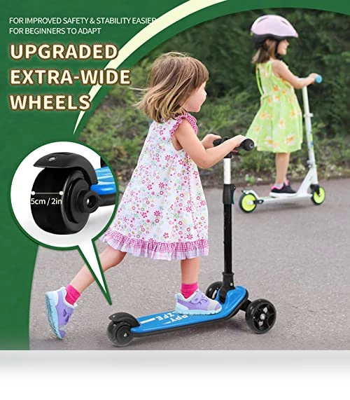 3 Wheel Kick Scooter for Kids with LED Light Wheels and Adjustable Height — Push Scooters, besrey