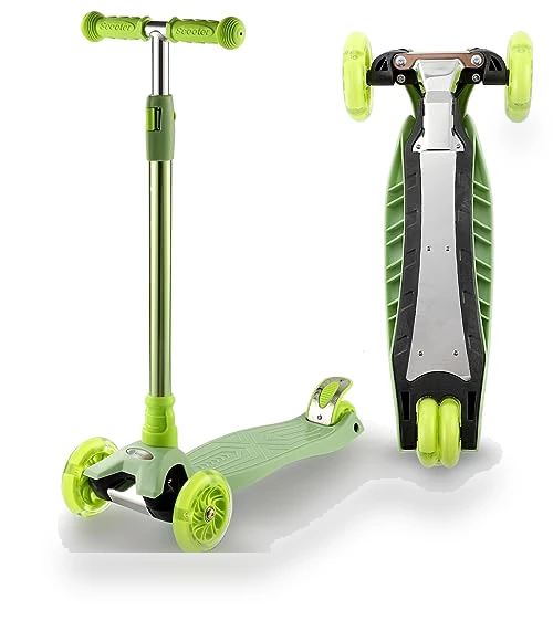 3 Wheel Scooter for Kids with Light Up Wheels, Adjustable Height — Balance Bikes, WV WONDER VIEW