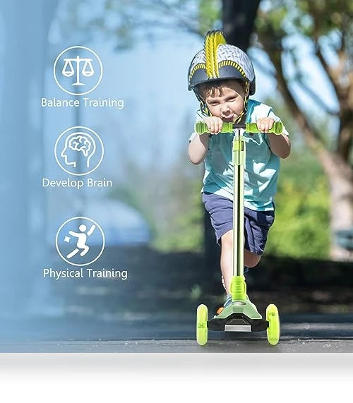 3 Wheel Scooter for Kids with Light Up Wheels, Adjustable Height — Balance Bikes, WV WONDER VIEW