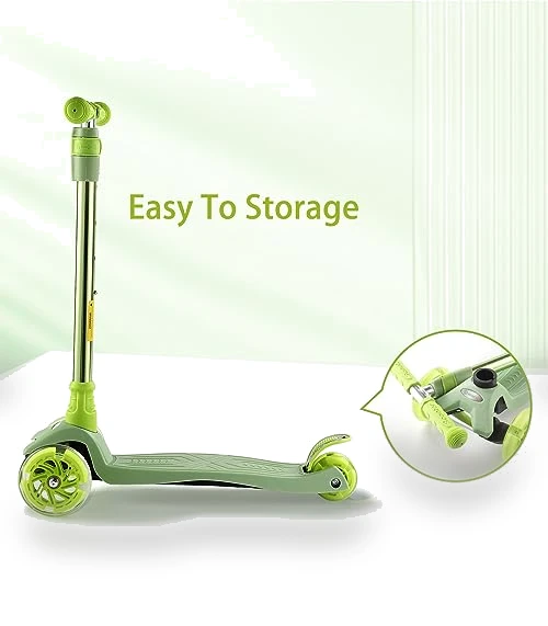 3 Wheel Scooter for Kids with Light Up Wheels, Adjustable Height — Balance Bikes, WV WONDER VIEW
