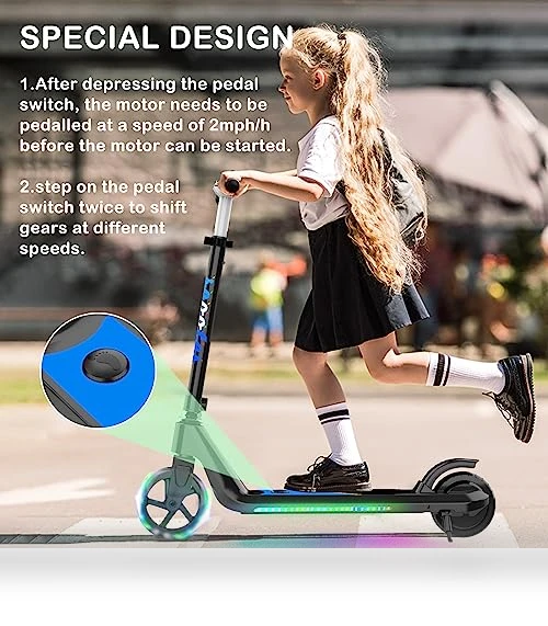 Electric Scooter for Kids with Adjustable Speed and Height — Balance Bikes, LINGTENG