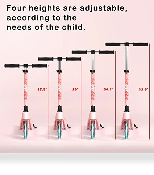 Electric Scooter for Kids with Adjustable Speed and Height, Flash Wheel & Deck Lights — Balance Bikes, LINGTENG