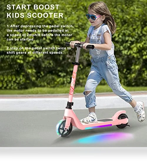 Electric Scooter for Kids with Adjustable Speed and Height, Flash Wheel & Deck Lights — Balance Bikes, LINGTENG
