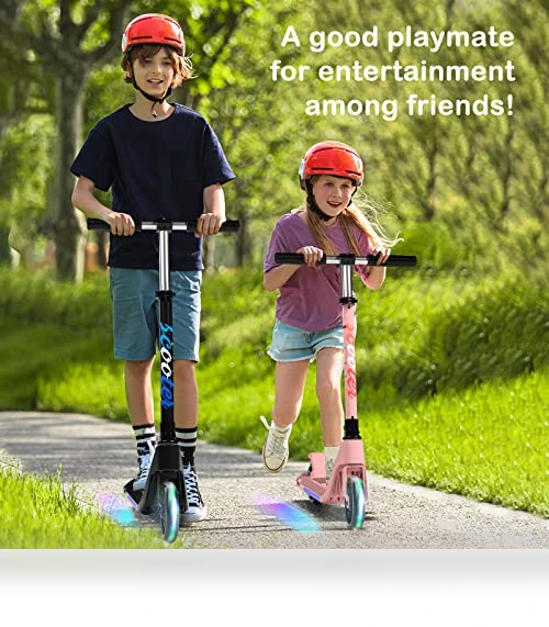 Electric Scooter for Kids with Adjustable Speed and Height, Flash Wheel & Deck Lights — Balance Bikes, LINGTENG