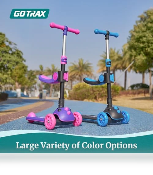 Folding Kick Scooter for Kids with Light-Up Wheels and Adjustable Handlebar — Push Scooters, Gotrax