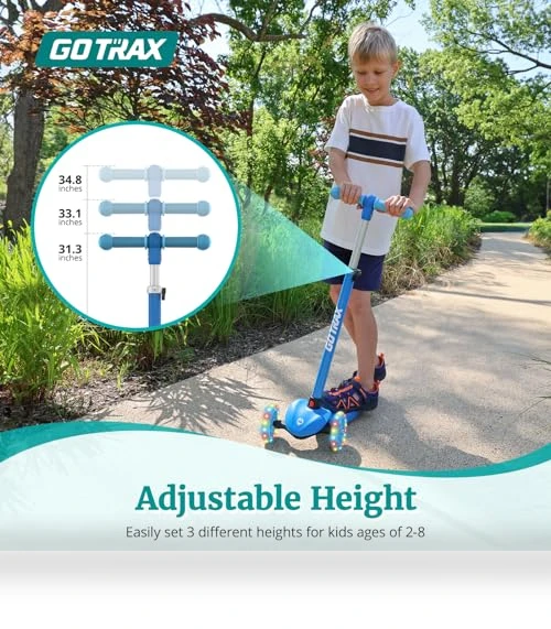 Kids Kick Scooter with LED Wheels and Adjustable Handlebars — Balance Bikes, Gotrax