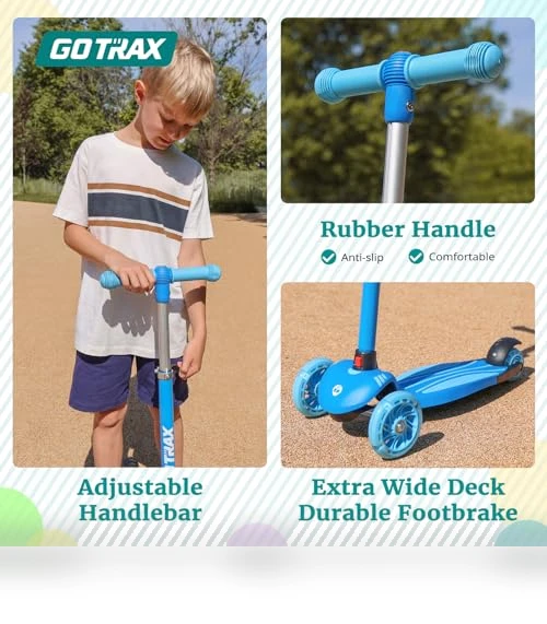 Kids Kick Scooter with LED Wheels and Adjustable Handlebars — Balance Bikes, Gotrax