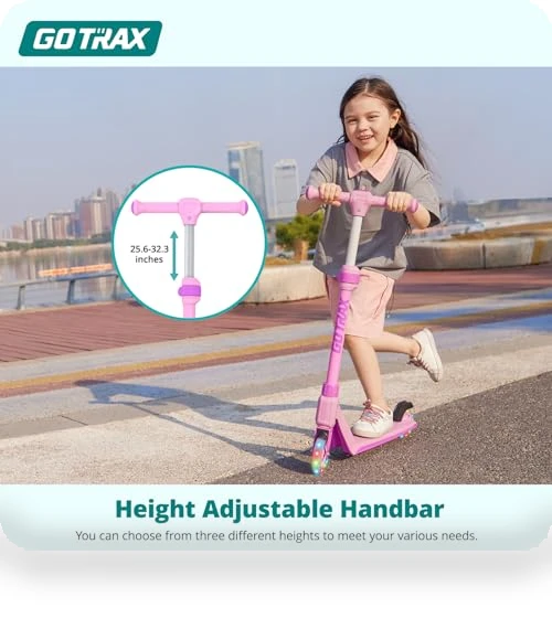 Kick Scooter for Kids with LED Lighted Wheels, Adjustable Handlebars — Push Scooters, Gotrax