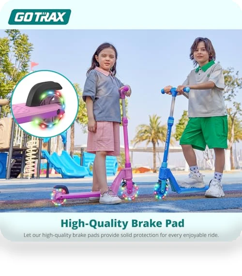 Kick Scooter for Kids with LED Lighted Wheels, Adjustable Handlebars — Push Scooters, Gotrax