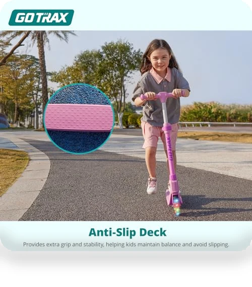Kick Scooter for Kids with LED Lighted Wheels, Adjustable Handlebars — Push Scooters, Gotrax