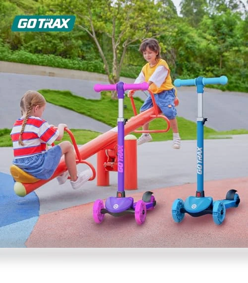Kids Kick Scooter with LED Lighted Wheels and Adjustable Handlebars — Balance Bikes, Gotrax