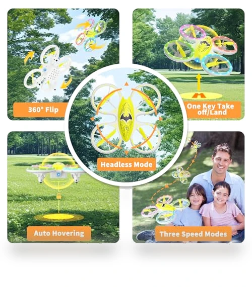 Easy to Use RC Quadcopter for Kids with Altitude Hold and LED Lights — Flying Toys, CYLION