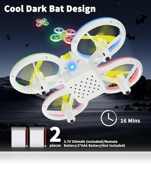 Easy to Use RC Quadcopter for Kids with Altitude Hold and LED Lights — Flying Toys, CYLION