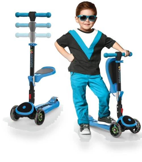 SKIDEE SP2 Kids Scooter – Foldable, LED Wheels, Seat — Push Scooters, SKIDEE