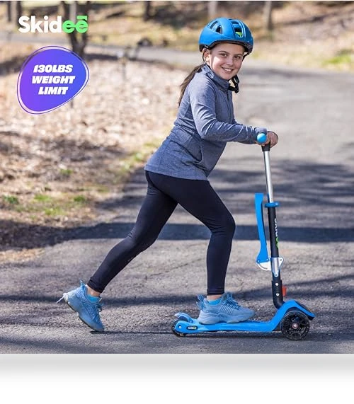 SKIDEE SP2 Kids Scooter – Foldable, LED Wheels, Seat — Push Scooters, SKIDEE