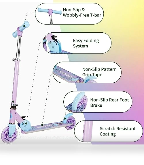 V2 Scooters for Kids with Light-Up Wheels & Adjustable Height, Foldable Kick Scooter for Children Ages 3-12 — Push Scooters, BELEEV