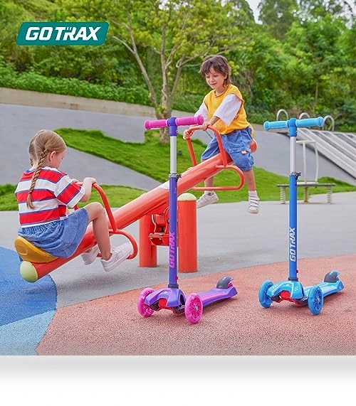 Kids Kick Scooter with LED Lighted Wheels and Adjustable Handlebars — Push Scooters, Gotrax