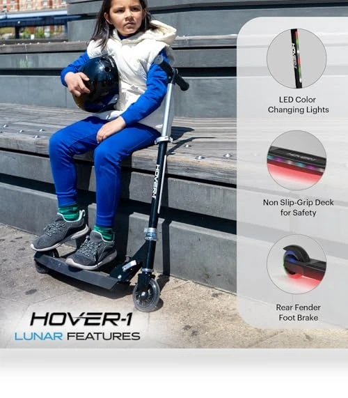 Kids Folding Kick Scooter with LED Light Up Wheels — Push Scooters, Hover-1