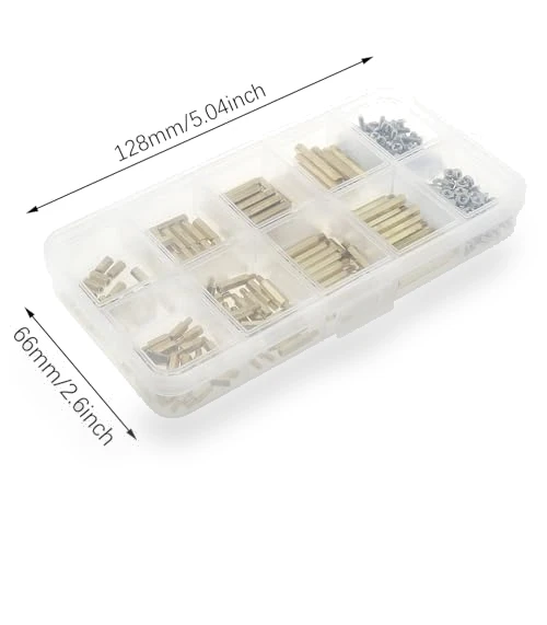 320PCS M2 Hexagonal Copper Post Screw and Nut Kit for PCB Motherboard — Assortment Sets, ZZHXSM