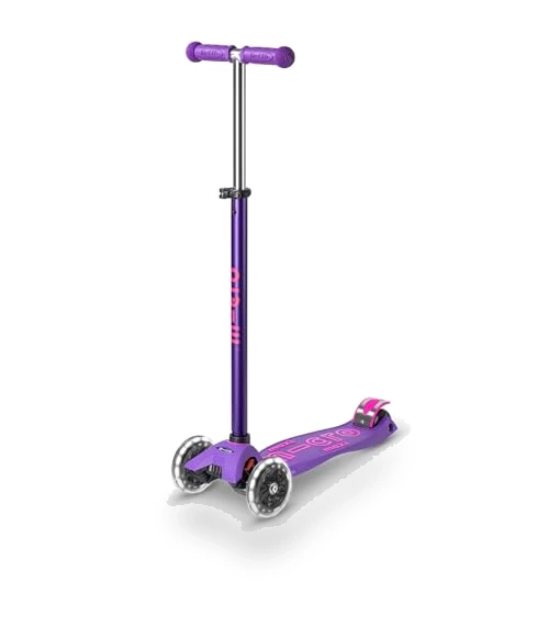 Maxi Deluxe LED Three-Wheeled Scooter with Light-Up Wheels for Kids — Balance Bikes, Micro