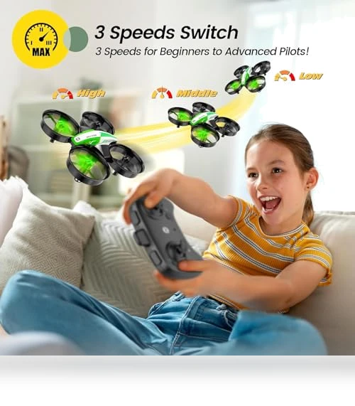 Mini Drone for Kids and Beginners with Auto Hover, 3D Flips, 3 Batteries — Interactive Figures & Robots, Holy Stone