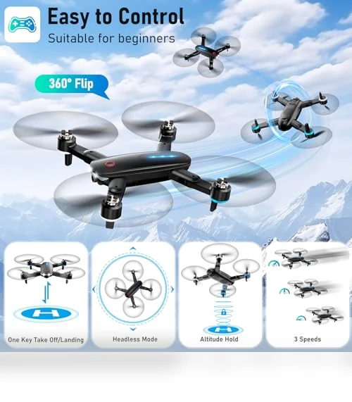 Mini Drone with 1080P HD FPV Camera, Brushless Motor, Foldable Design — Drones, ALTITACO