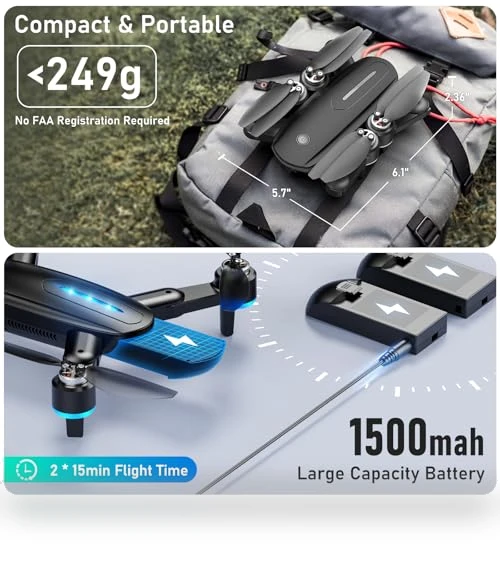 Mini Drone with 1080P HD FPV Camera, Brushless Motor, Foldable Design — Drones, ALTITACO