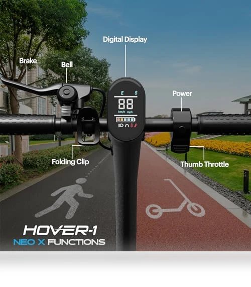 Foldable Electric Scooter with LED Display and Suspension — Electric Vehicles, Hover-1