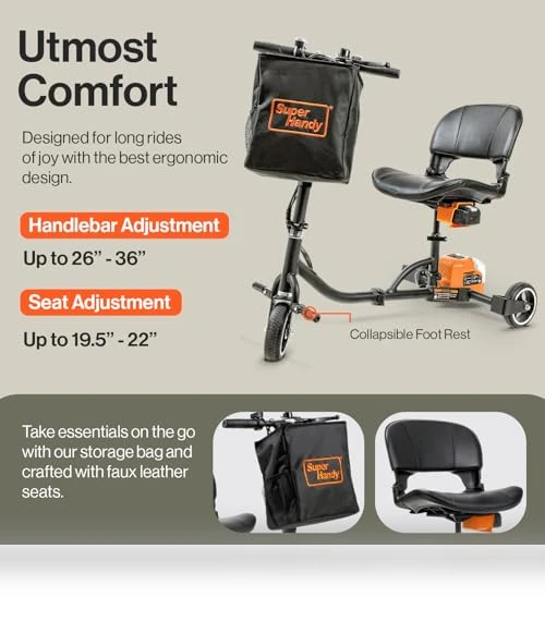 Foldable 3-Wheel Mobility Scooter for Adults - 13 Mile Range, Airline Travel Friendly — Mobility Scooters, SuperHandy
