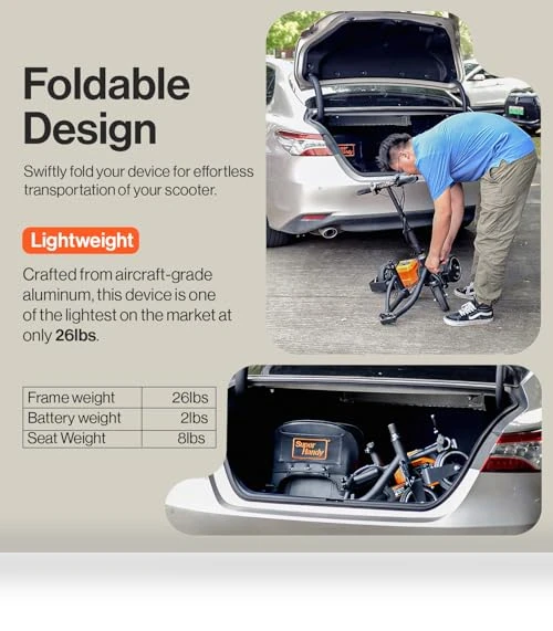 Foldable 3-Wheel Mobility Scooter for Adults - 13 Mile Range, Airline Travel Friendly — Mobility Scooters, SuperHandy