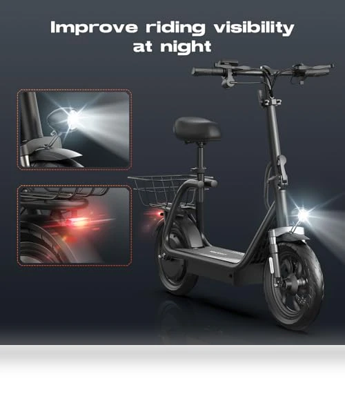 Peak 1200W Electric Scooter with Seat, 30 Miles Range, 20MPH, Foldable Commuter Scooter — Electric Vehicles, Caroma