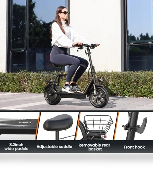 Peak 1200W Electric Scooter with Seat, 30 Miles Range, 20MPH, Foldable Commuter Scooter — Electric Vehicles, Caroma
