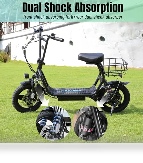 Peak 1200W Electric Scooter with Seat, 30Miles Range, 20MPH Top Speed, Foldable — Electric Self-Balancing Scooters, Caroma