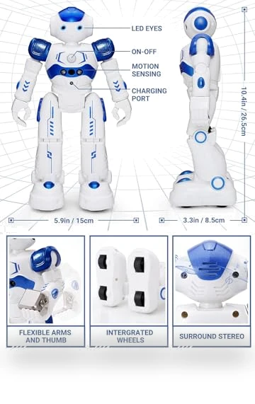 Gesture & Sensing Programmable Remote Control Smart Robot Toy for Kids — Interactive Figures & Robots, KingsDragon