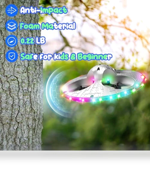 Foam Drone RC UFO for Kids and Beginners with Auto Hovering and Lights — Drones & UAV Technology, HOLYFUN
