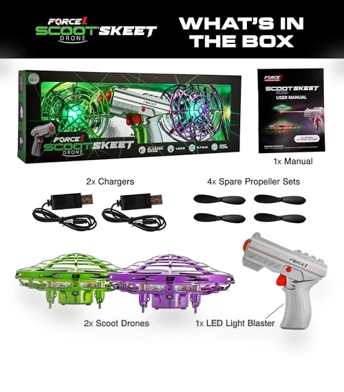 Scoot Skeet Mini Drone Electronic Shooting Game Set — Interactive Figures & Robots, Force1