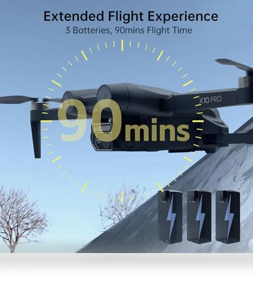 X10 PRO GPS Drone with Camera 4K UHD, 90 Min Flight Time, 3280 FT Range — Drones, CHUBORY