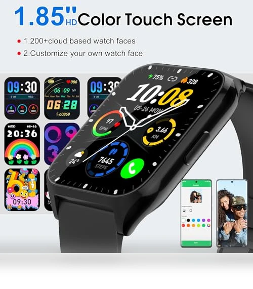 1.85" Smartwatch with Bluetooth Call, Fitness Tracker, Heart Rate Monitor — Smartwatches, DUSONLAP