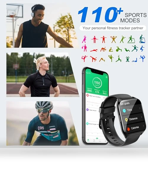 1.85" Smartwatch with Bluetooth Call, Fitness Tracker, Heart Rate Monitor — Smartwatches, DUSONLAP