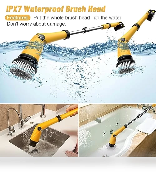 1200 RPM Battery Electric Spin Scrubber with 8 Brushes and Smart Display — Electric Facial Cleansers & Devices, qimedo