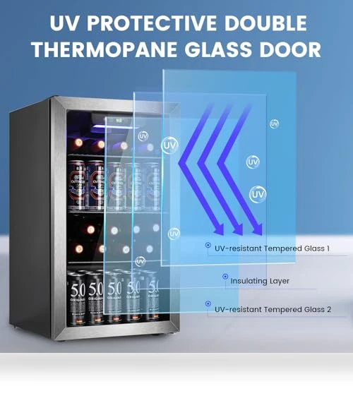 130 Can Beverage Refrigerator Cooler with Digital Temperature Control — Drink Coolers, Electactic