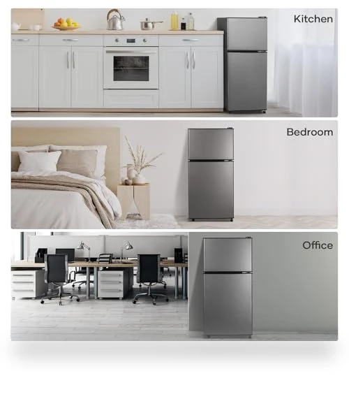 2.8 Cu.Ft Fridge with Freezer, 7 Settings Temperature Adjustable, Low Noise — Mini Fridges, BODIOO