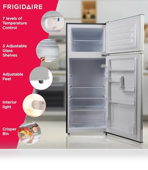 2 Door Apartment Size Refrigerator with Freezer, Retro Chrome Handle, 7.5 cu ft — Cooling Solutions, Frigidaire