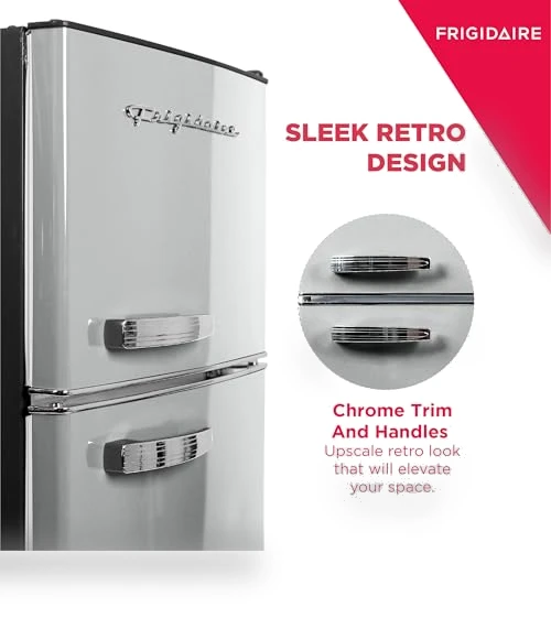 2 Door Apartment Size Refrigerator with Freezer, Retro Chrome Handle, 7.5 cu ft — Cooling Solutions, Frigidaire