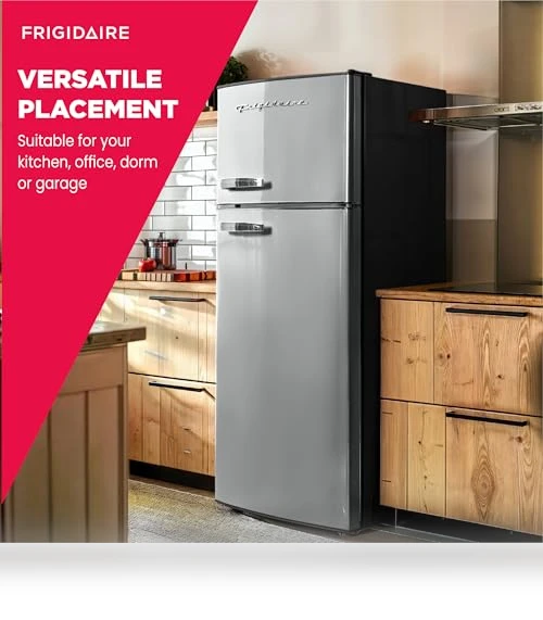 2 Door Apartment Size Refrigerator with Freezer, Retro Chrome Handle, 7.5 cu ft — Cooling Solutions, Frigidaire