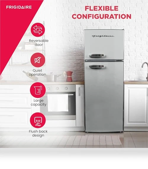 2 Door Apartment Size Refrigerator with Freezer, Retro Chrome Handle, 7.5 cu ft — Cooling Solutions, Frigidaire