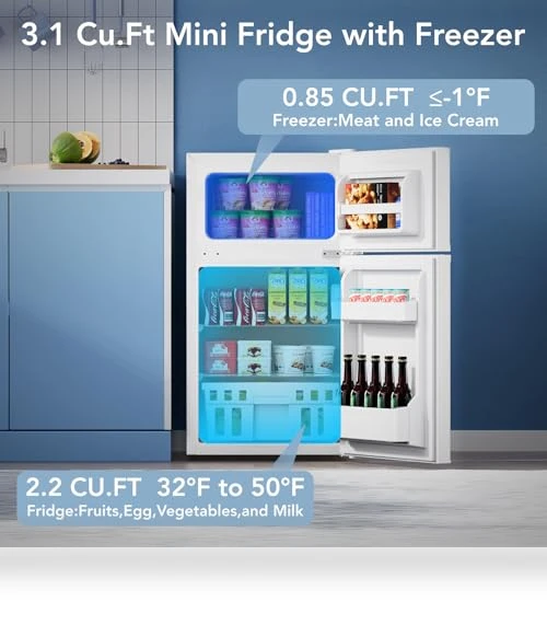 3.1 Cu.Ft Compact Refrigerator with Freezer, Adjustable Shelves — Mini Fridges, Electactic