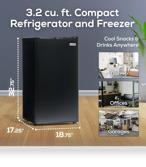 3.2 Cu.Ft. Compact Refrigerator with Freezer - Slide Out Glass Shelf — Mini Fridges, Igloo