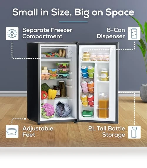 3.2 Cu.Ft. Compact Refrigerator with Freezer - Slide Out Glass Shelf — Mini Fridges, Igloo